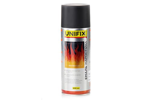 Емаль жаростійка RAL 9005 Чорний 400мл UNIFIX