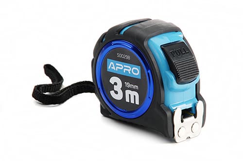 Рулетка обгумована з магнітом та автостопом, подвійний зачіп 3 м х 19 мм APRO