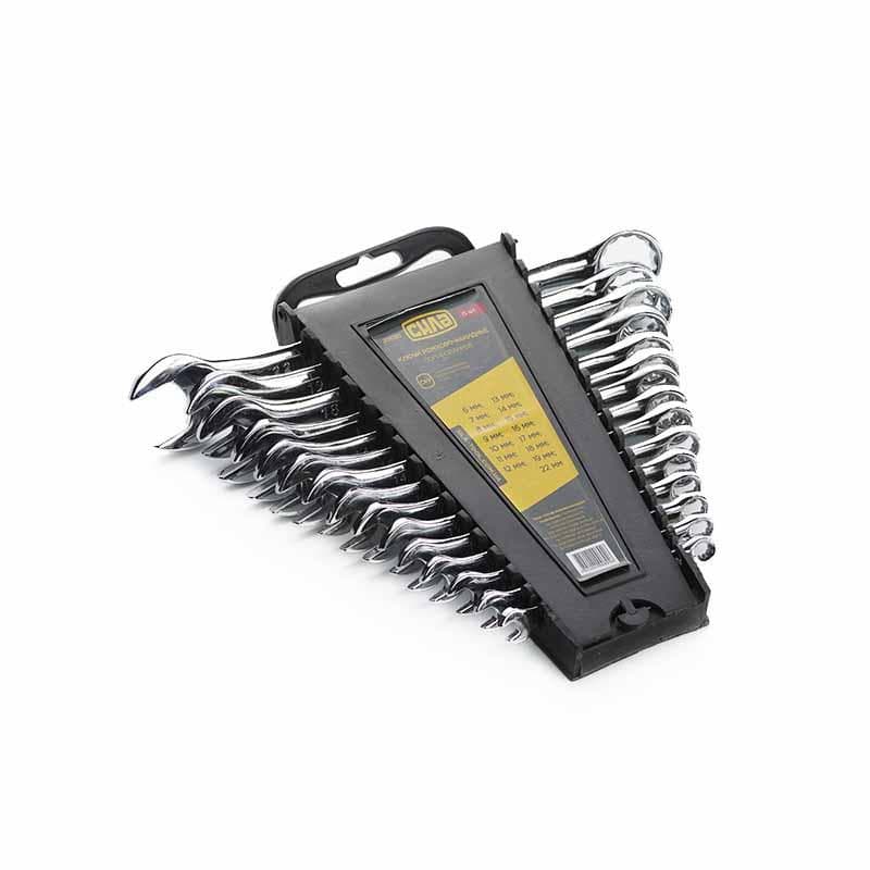 СИЛА Набір ключів ріжково-накидних полірованих CrV 15 шт. (6-19, 22 мм)