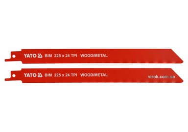 Полотна по дереву і металу, бі-металеві, до шаблевої пили YATO: l=225мм, h=1мм, 24 зубів/1", 2шт[50]