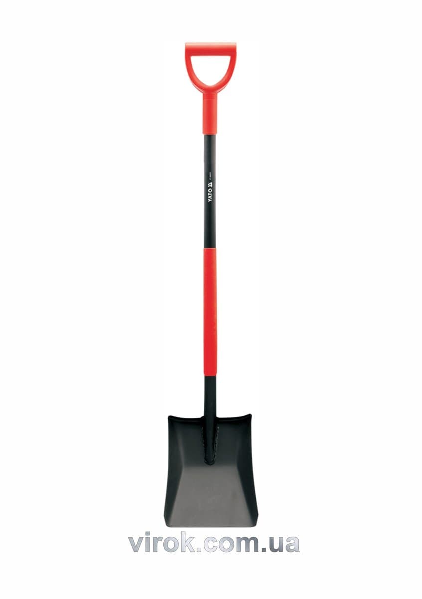Лопата совкова YATO : Підвищені борти, держак, "DY" прогумована ручка, L= 1200 мм [6]