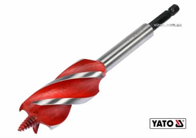 Свердло по дереву YATO : Ø= 25 мм, L= 165 мм, HRC 40-45 з 4 пругами, HEX- 1/4" [50/100]