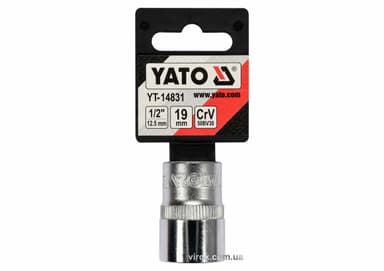 Головка торцева YATO : квадрат 1/2", SPLINE M19 мм, L= 38 мм. CrV [Блістер] [10/200]