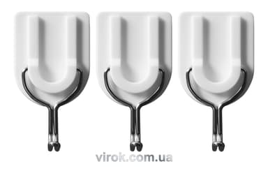 Гачки настінні VOREL самоклеючі, набір 3шт [18/216]