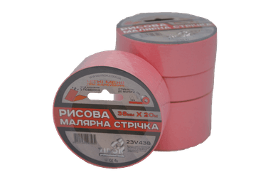 Малярна стрічка рисова VIROK 38мм х 20 м. (Гідростійка/ ідеальний край для фарбування). рожева [63]