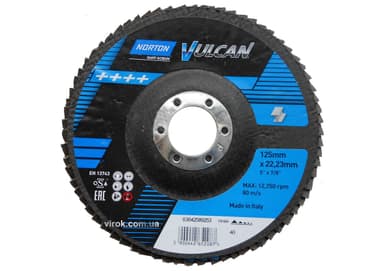 Круг пелюстковий шліфувальний NORTON VULCAN"; Ø= 125/22 мм, Р 40 зерно з електрокорунду
