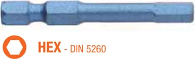 Насадка викруткова ударна USH Blue Shock : HEX 4 x 50 мм шестигранна подовжена, Уп. 5 шт.