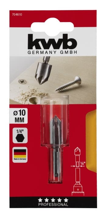 Зенкер WS 10 мм, 7 країв, 6-гранний хвостовик, KWB (704610)