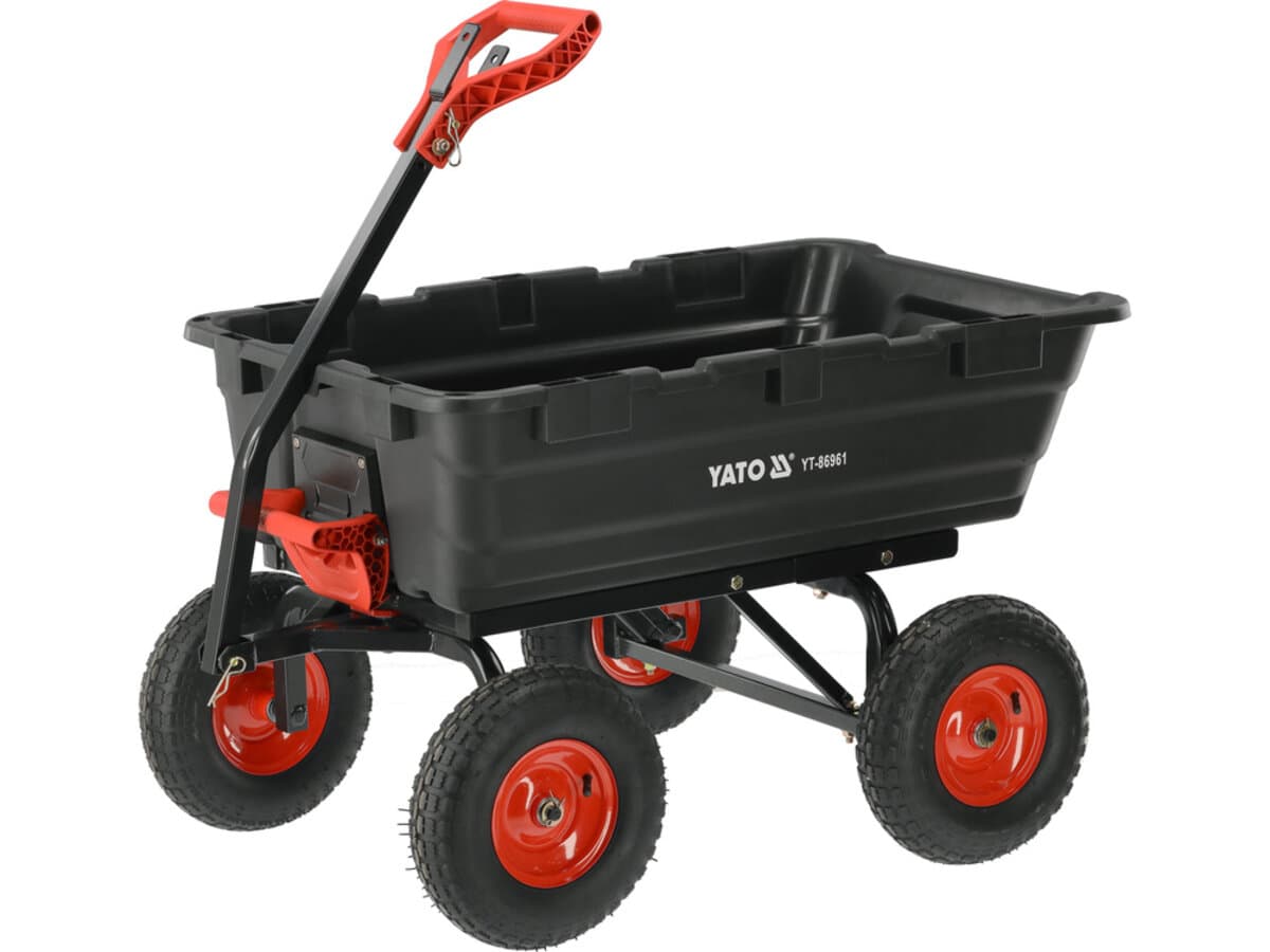 Візок присадибний самоскидний на 4 колесах YATO з поворот дишлом, 116х 81х 103 см, навантаж- 550 кг