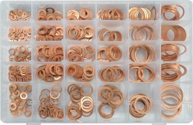 Шайби мідні різних розмірівYATO, Ø= 4/8 - 30/36 мм, наб. 580 шт [20]