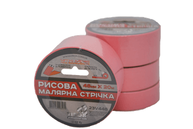 Малярна стрічка рисова VIROK 48мм х 20 м. (Гідростійка/ ідеальний край для фарбування). рожева [54]