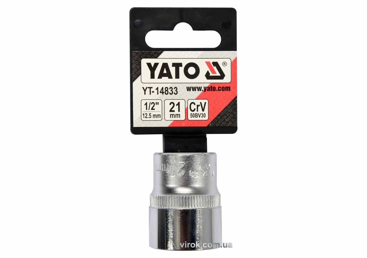Головка торцева YATO : квадрат 1/2", SPLINE M21 мм, L= 38 мм. CrV [Блістер] [10/160]