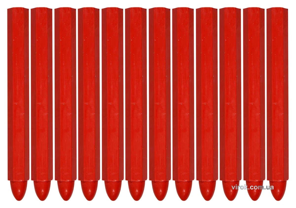 Крейда маркувальна для різних поверхонь YATO : 120 x 12 мм, червона, 12 шт [50]