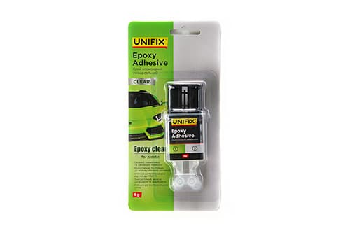 Клей епоксидний двокомпонентний для пластику шприц (прозорий) 6г UNIFIX