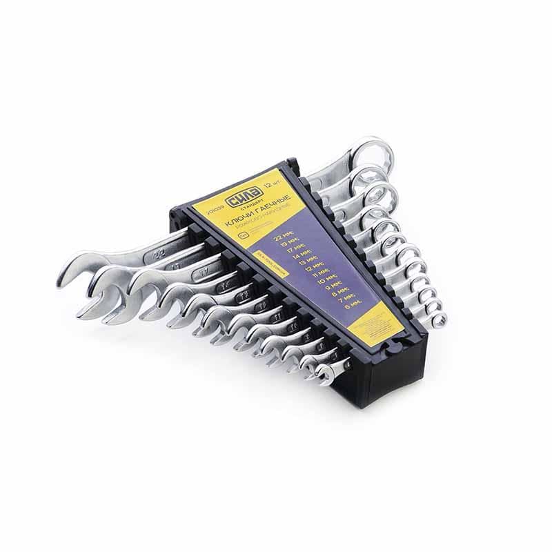 СИЛА Набір ключів ріжково-накидних Стандарт 12 шт. (6,7,8,9,10,11,12,13,14,17,19,22 мм)