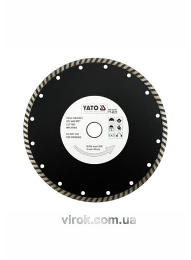 Диск алмазний турбо YATO : "TURBO" Ø= 230x8,0x22,2 мм. H= 3,1 мм [10/40]
