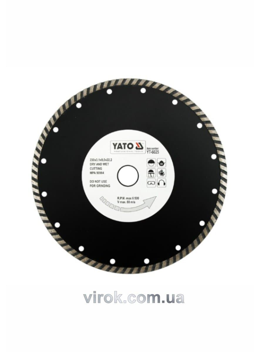 Диск алмазний турбо YATO : "TURBO" Ø= 230x8,0x22,2 мм. H= 3,1 мм [10/40]