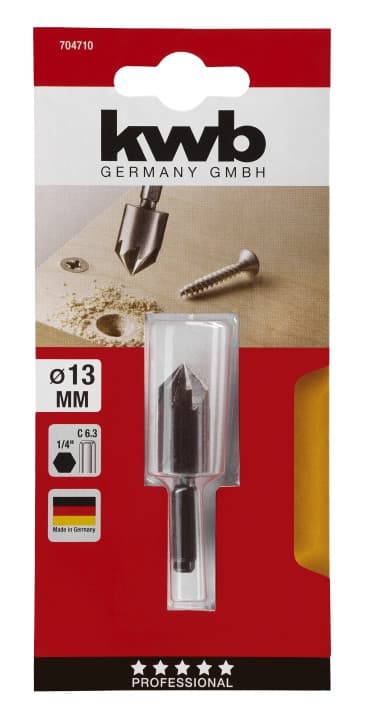 Зенкер WS 13 мм, 7 країв, 6-гранний хвостовик, KWB (704710)