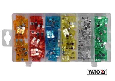 Запобіжники автомобільні YATO STANDARD, по 20 шт. для струмів 5, 10, 15, 20, 25, 30 А, 120 шт [12]