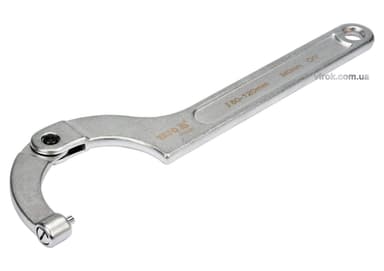 Ключ гаковий з носиком на шарн з округленим болтиком в діапаз. M=80-120мм YATO, L=340 мм. CrV [5/10]