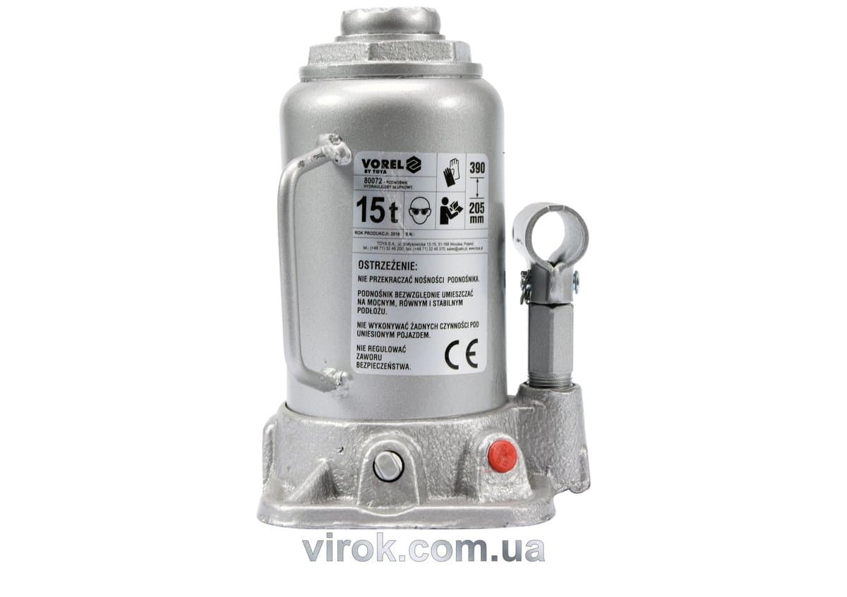 Домкрат гідравлічний cтовбцевий VOREL; F= 15 т, роб. висота- 205- 390 мм [2]