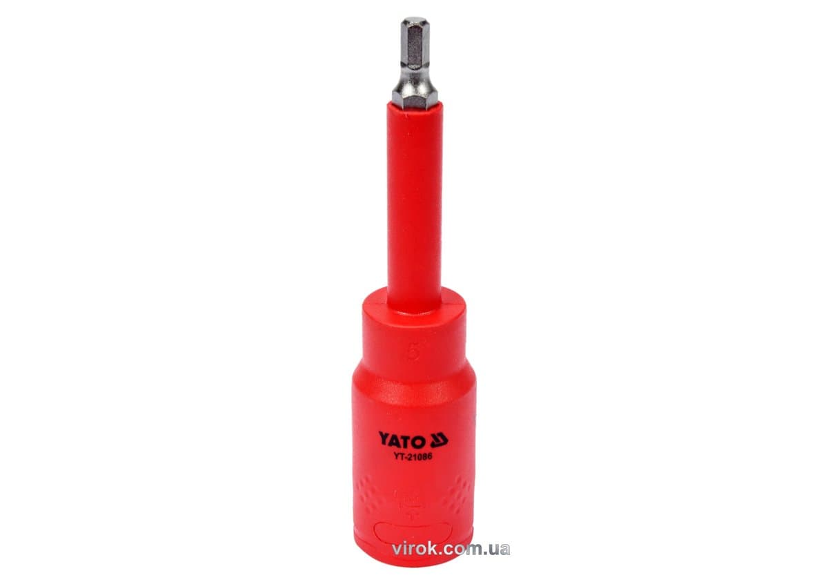 Головка торцева 6-гранна електрика YATO : квадрат 1/2" HEX 5 х 120 мм, VDE до 1000В (DW)