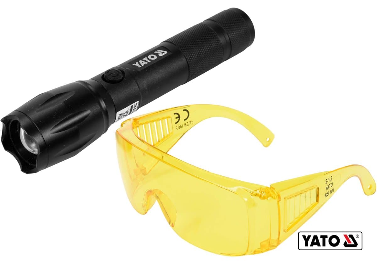 Ліхтар ультрафіолетовий з окулярами, для виявлення протікання рідини, перевірки банкнот YATO : 1 Вт