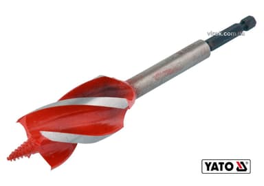 Свердло по дереву YATO : Ø= 30 мм, L= 165 мм, HRC 40-45 з 4 пругами, HEX- 1/4" [50/100]