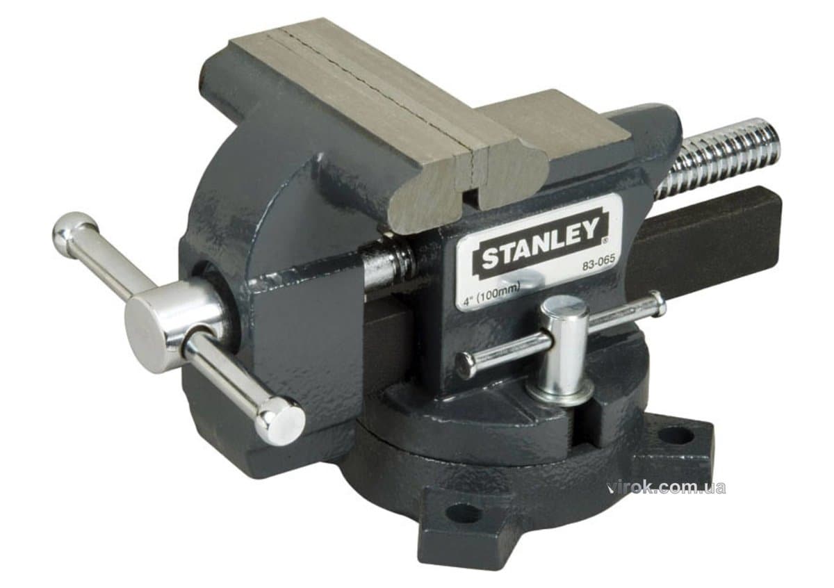 Лещата слюсарні обертові з наковальнею STANLEY "MAXSTEEL" : b= 85 мм, макс. розкр. - 100мм. чавунні