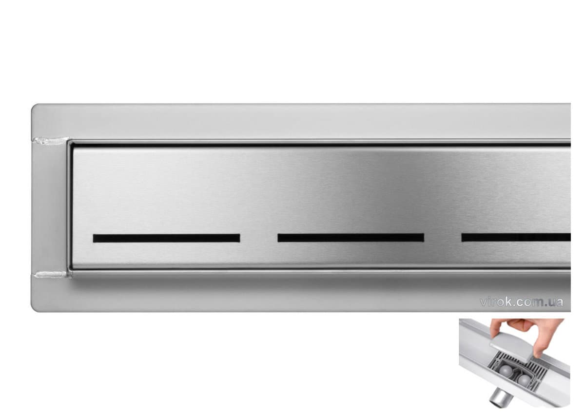 Трап підлоговий для душу з нержавіючої сталі "LINE" FALA; 80х 7х 7 см, сифон h= 52 мм [6]