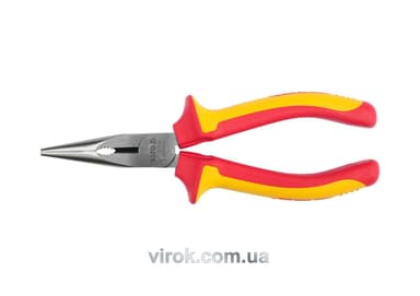 Щипці електромонтажні подовжені півкруглі прямі YATO : L= 160 мм з ізоляцією 1000V [6/36]