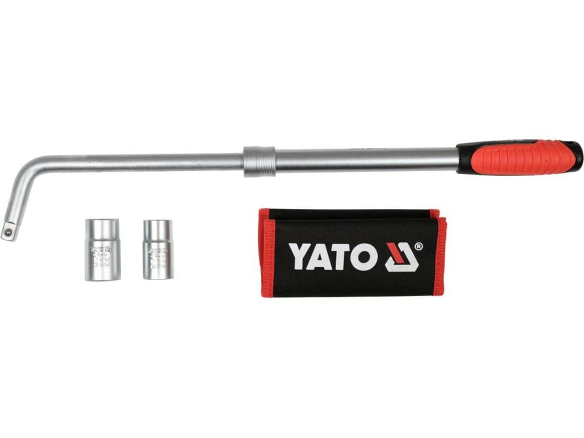 Ключ для коліс телескопічний YATO L-подібний, квадр- 1/2", 2 насадки: М17x19 і М21х23, l= 385-530 мм