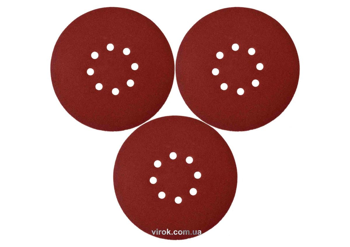 Круг шліфувальний з наждачн. паперу з липучкою YATO: Ø= 180 мм, Р100, до YT-82341, 3 шт [50/200]