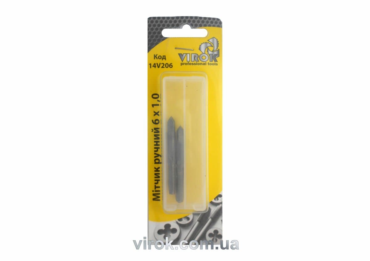 Мітчик VIROK М6 х 1,0; 2 шт.(№1+№2) сталь 9ХС. DIN 2181. ГОСТ 3266-81.