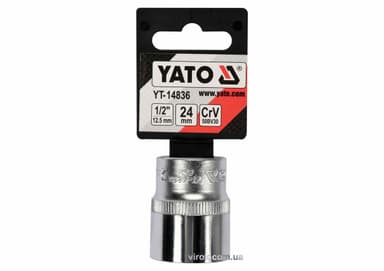 Головка торцева YATO : квадрат 1/2", SPLINE M24 мм, L= 38 мм. CrV [Блістер] [10/160]