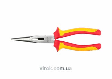 Щипці електромонтажні подовжені півкруглі прямі YATO : L= 200 мм з ізоляцією 1000V [6/36]
