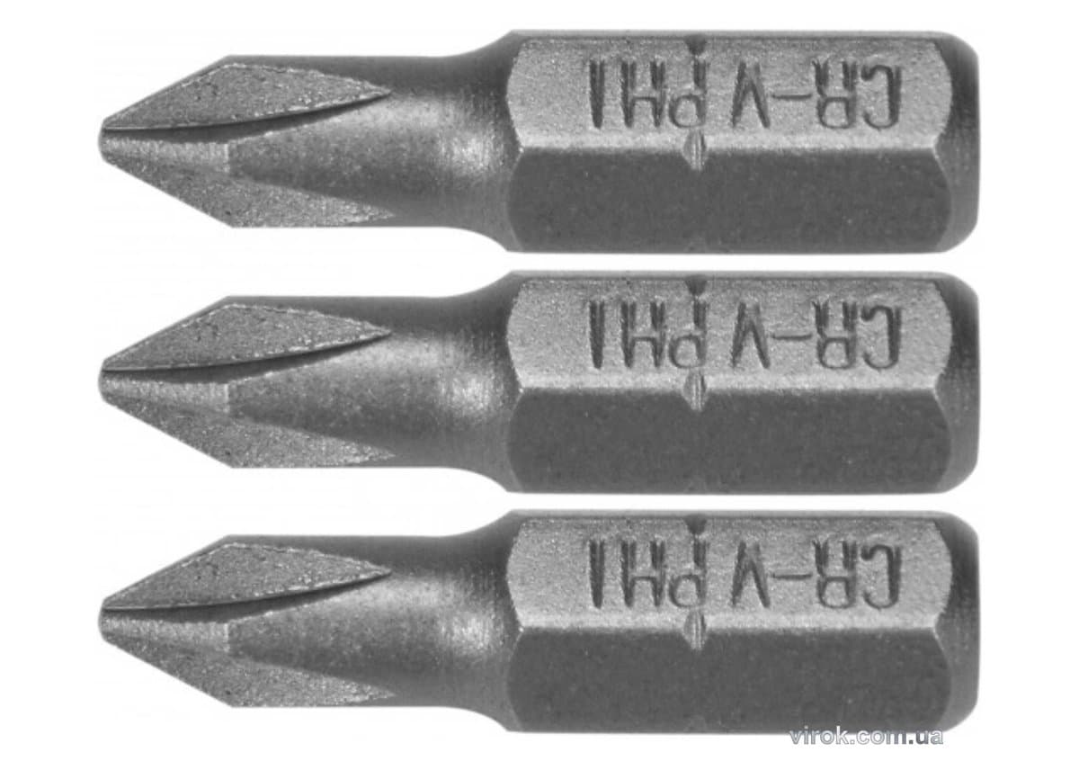 Насадка викруткова STHOR : Phillips PH1 x 25 мм, HEX 1/4", Cr-V, 3 шт (DW)
