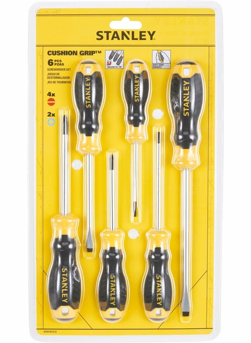 Набір викруток STANLEY "Cushion Grip S/DR" : 6 шт