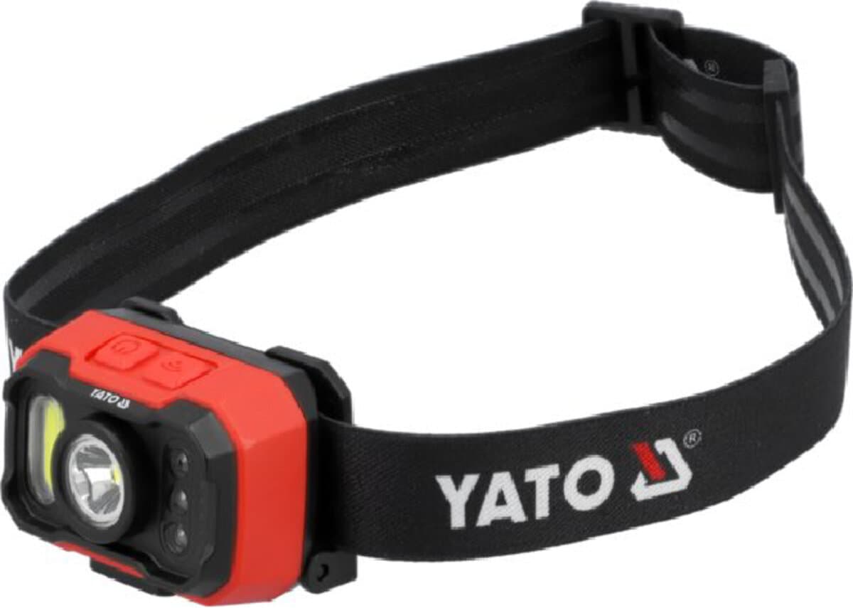 Ліхтар на чоло діодний YATO; живл. Li-Po акумулят 3,7 В, 1,2 АГод, 3 режими на відстань 35/ 60/ 87