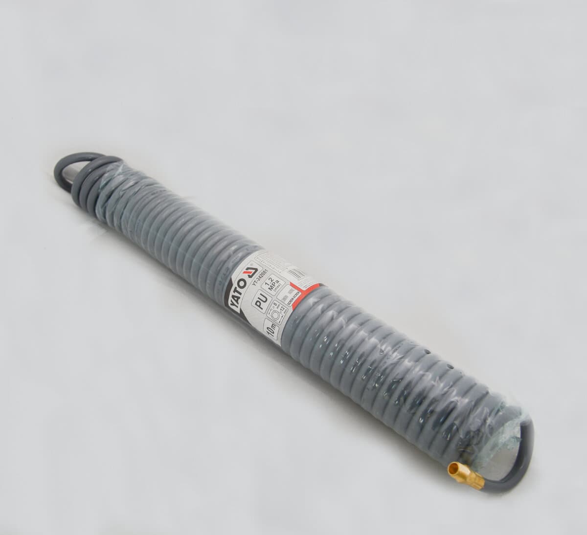 Шланг пневмат.спіральний поліурет.YATO з різьбовим з'єднанням (для ОККО);Ø= 8/12мм,тиск≤12 Bar,l=10м