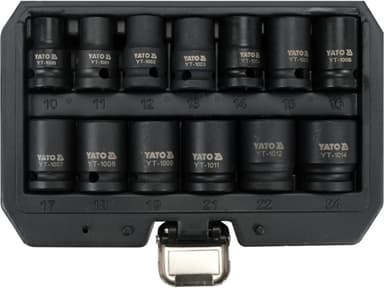 Набір головок торцевих ударних YATO 6-гранних з квадратом 1/2", M10-M24 мм. 13 шт. [10]