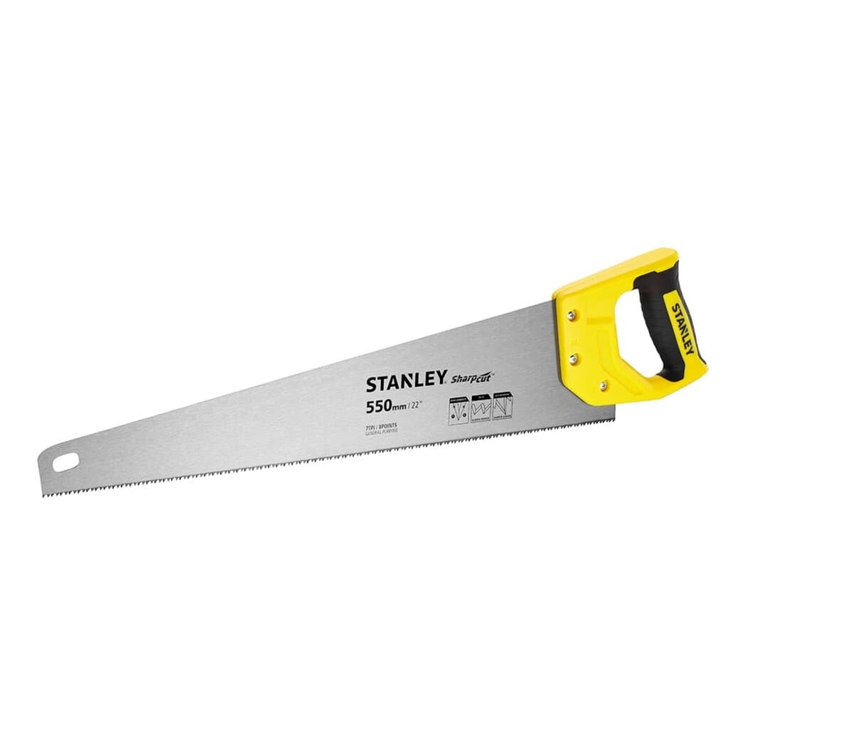 Ножівка по дереву STANLEY "SHARPCUT" : L= 550 мм, 7 зубів/1"