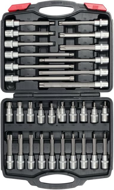 Набір головок торцевих з насадками TORX YATO до квадрату 1/2". T20-T70, l= 55-200 мм, 32 елем. [3]