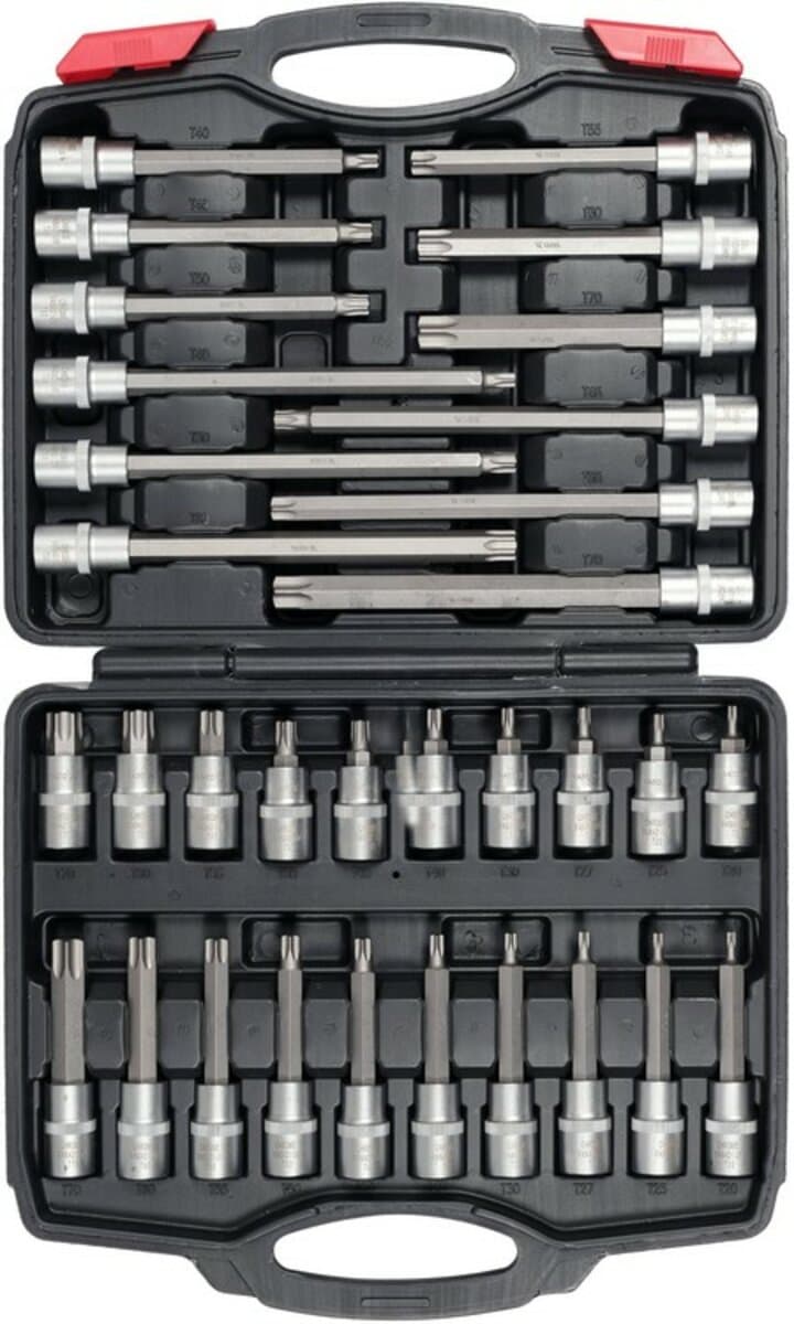 Набір головок торцевих з насадками TORX YATO до квадрату 1/2". T20-T70, l= 55-200 мм, 32 елем. [3]