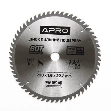 Диск пиловий до дерева 230х22,2х60T APRO