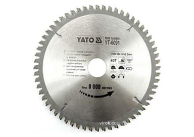 Диск пиляльний по алюмінію YATO, 200х30х3.0х2.2 мм, 60 зубців, R.P.M до 8000 1/хв [10/20]