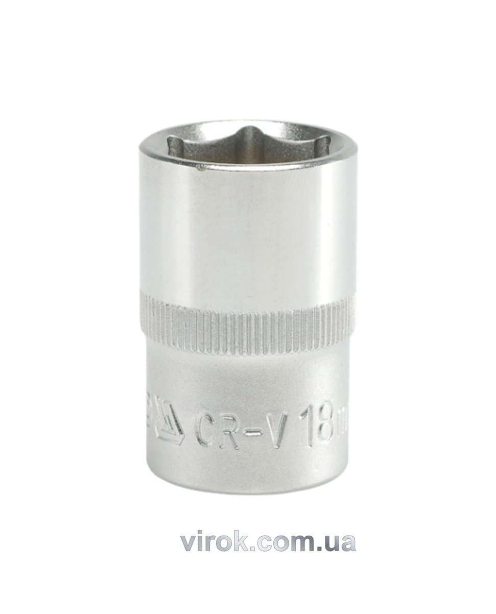 Головка торцева 6-гранна YATO : квадрат 1/2", М= 18 мм, L= 38 мм [12/120/240]