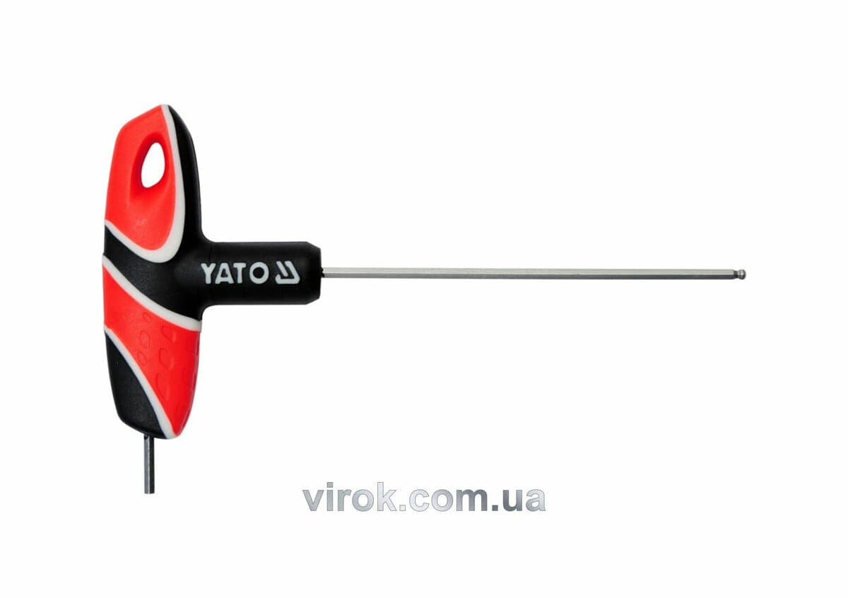 Ключ шестигранний YATO : тип "T", M2.5 мм, двосторонній, кульковий наконечник L= 100 мм [12/240]