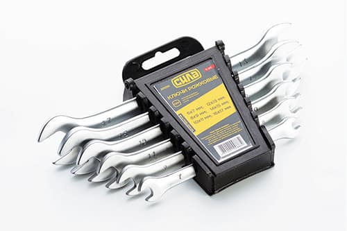 Набір ключів ріжкових CrV 6x7, 8x9, 10x11, 12x13, 14x15, 16x17мм (6шт) СИЛА