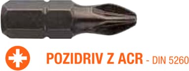 Насадка викруткова USH Industry : Pozidriv ACR PZ1 x 25 мм (з зубцями) Уп. 5 шт.